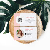 Carte De Visite Code QR Photo Rose Pâle Connectez-vous Avec Moi