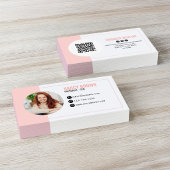Carte De Visite Code QR Photo Rose Pâle Connectez-vous Avec Moi
