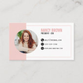 Carte De Visite Code QR Photo Rose Pâle Connectez-vous Avec Moi (Devant)