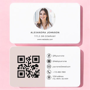 Carte De Visite Code QR photo rose poudré pour les médias sociaux