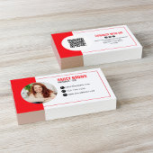 Carte De Visite Code QR Photo Rouge Me Connecter Moderne