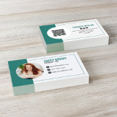 Carte De Visite Code QR Photo Sarcelle Connectez-vous avec moi