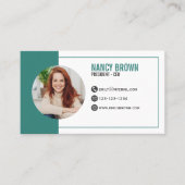 Carte De Visite Code QR Photo Sarcelle Connectez-vous avec moi (Devant)