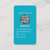 Carte De Visite Code QR Photo Sarcelle Moderne Connectez-Vous Avec (Dos)