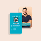 Carte De Visite Code QR Photo Sarcelle Moderne Connectez-Vous Avec