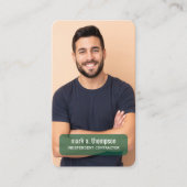 Carte De Visite Code QR Photo Vert Foncé Connectez-vous Avec Moi (Devant)