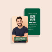 Carte De Visite Code QR Photo Vert Foncé Connectez-vous Avec Moi