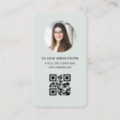 Carte De Visite Code QR Photo Vert Sauge (Devant)
