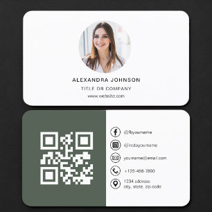 Carte De Visite Code QR photo vert sauge