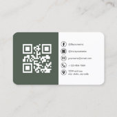 Carte De Visite Code QR photo vert sauge (Dos)
