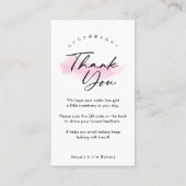 Carte De Visite Code QR 'Pink Brush Elegant Script' pour laisser u (Dos)