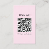 Carte De Visite Code QR 'Pink Brush Elegant Script' pour laisser u (Devant)