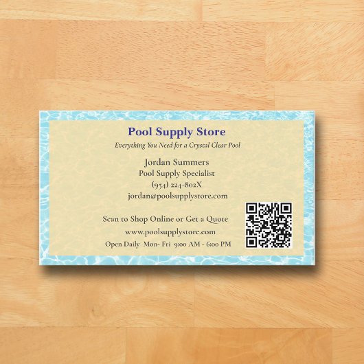 Carte De Visite Code QR Piscine Entreprise Jaune Bleu