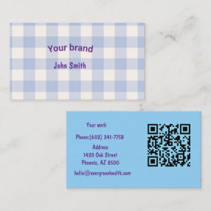 Carte De Visite CODE QR plaid buffalo Aquarelle moderne