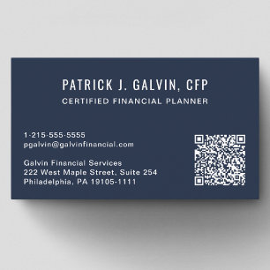 Carte De Visite Code QR Planificateur Financier Certifié CFP Bleu