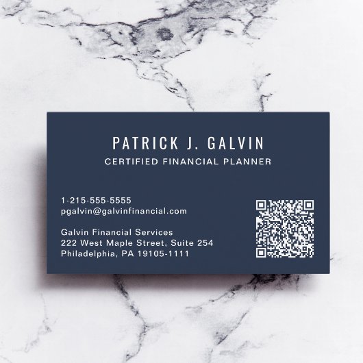Carte De Visite Code QR Planificateur Financier CFP Bleu