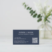 Carte De Visite Code QR Planificateur Financier CFP Bleu (Debout devant)
