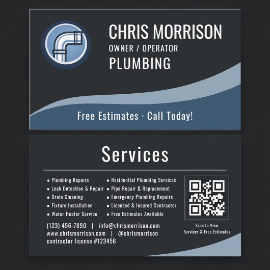 Carte De Visite Code QR Plomberie Plombier