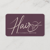 Carte De Visite Code QR Plum Coiffeur Écriture Élégante (Devant)