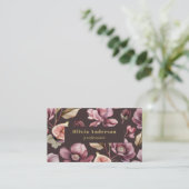 Carte De Visite code QR Plum Dark Floral Féminin Chic (Debout devant)