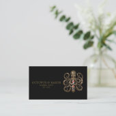 Carte De Visite Code QR Poulpe Bronze de Salon de Coiffure Profess (Debout devant)