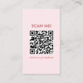 Carte De Visite Code QR pour avis Coquette rayée rose (Devant)