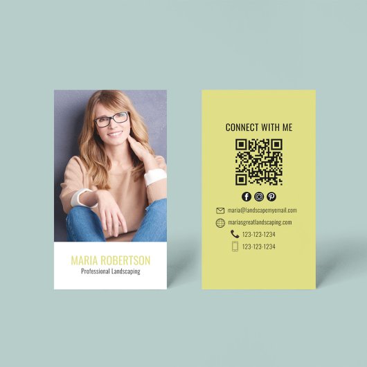 Carte De Visite Code QR pour Entreprise Moderne Photo Simple