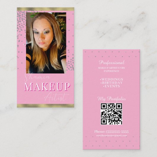 Carte De Visite Code QR pour la photo de maquillage professionnel (Devant / Derrière)