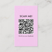 Carte De Visite Code QR pour laisser un avis Rose Moderne (Devant)