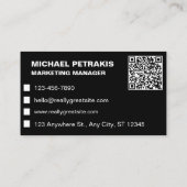 Carte De Visite Code QR pour le lavage et l'auto des voitures (Dos)