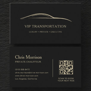 Carte De Visite Code QR pour le transport VIP noir et or