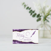 Carte De Visite Code QR pourpre de l'agent de signature de contrat (Debout devant)