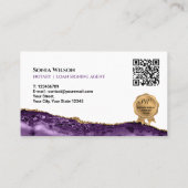 Carte De Visite Code QR pourpre de l'agent de signature de contrat (Dos)