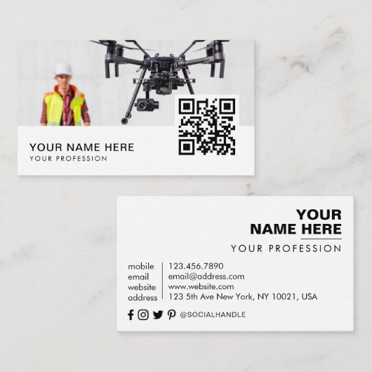Carte De Visite code QR pro drone (Devant / Derrière)