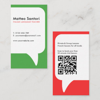 Carte De Visite Code QR Professeur de Langue Italienne