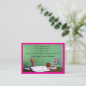 Carte De Visite Code QR Professeur École Primaire Maternelle Rose (Debout devant)