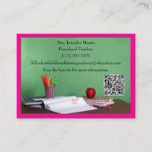 Carte De Visite Code QR Professeur École Primaire Maternelle Rose (Devant)