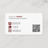 Carte De Visite Code QR professionnel avec l'icône des médias soci (Devant)