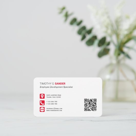 Carte De Visite Code QR professionnel avec réseau social  (Debout devant)