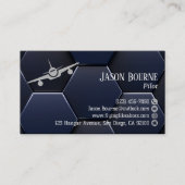 Carte De Visite Code QR professionnel, Aviation, Bleu argenté mode (Devant)
