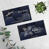 Carte De Visite Code QR professionnel, Aviation, Bleu argenté mode