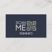 Carte De Visite Code QR professionnel Aviation Bleu marine Minimal (Dos)