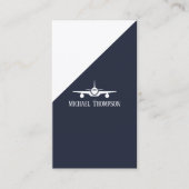 Carte De Visite Code QR professionnel Aviation Bleu marine Minimal (Devant)