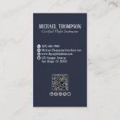 Carte De Visite Code QR professionnel Aviation Bleu marine Minimal (Dos)