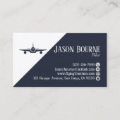 Carte De Visite Code QR professionnel Aviation Bleu marine Minimal (Devant)