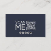 Carte De Visite Code QR professionnel Aviation Bleu marine Minimal (Dos)