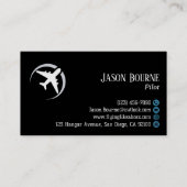 Carte De Visite Code QR professionnel Aviation Bleu marine Moderne (Devant)