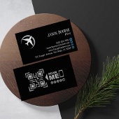 Carte De Visite Code QR professionnel Aviation Bleu marine Moderne