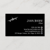 Carte De Visite Code QR professionnel, Aviation, Noir Argent Moder (Devant)