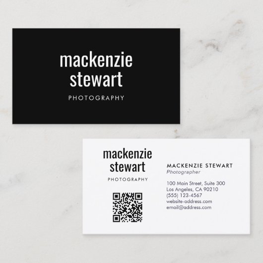 Carte De Visite Code QR professionnel Black Bold (Devant / Derrière)